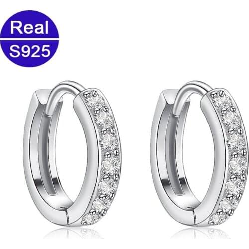 Red Trees Brand Real Fine Womens Jewelry Zircon 925 Sterling Silver Small Hoop Earrings New Year Gifts ForWomen Dropshipping