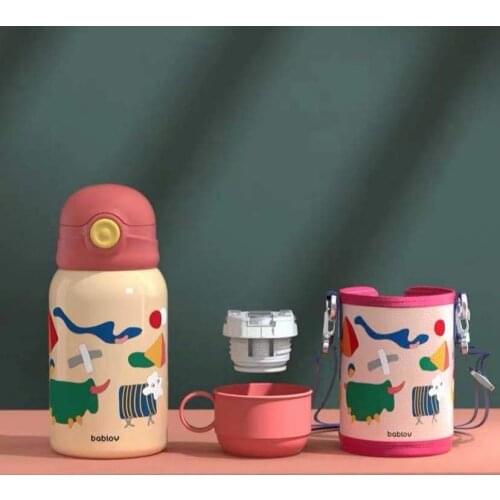 Thermos Cup For Children Water Bottle With Straw Cartoon Portable Water Mug Tazas Garrafa Termica For Kids Boy Girls Кружка