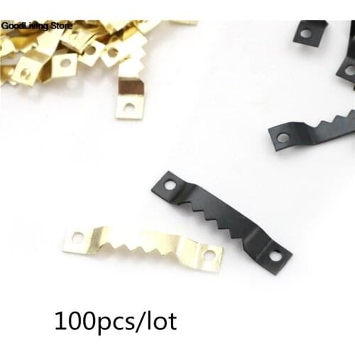 100pcs/lot Golden Black Sawtooth Hanging Mirror Frame Hanger Hook Picture Photo oil Painting Mirror Saw Tooth Hooks 40mm*7mm