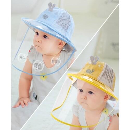 Summer thin protective cap childrens breathable mesh gauze anti-spray saliva droplet isolation mask face cap baby sun hat