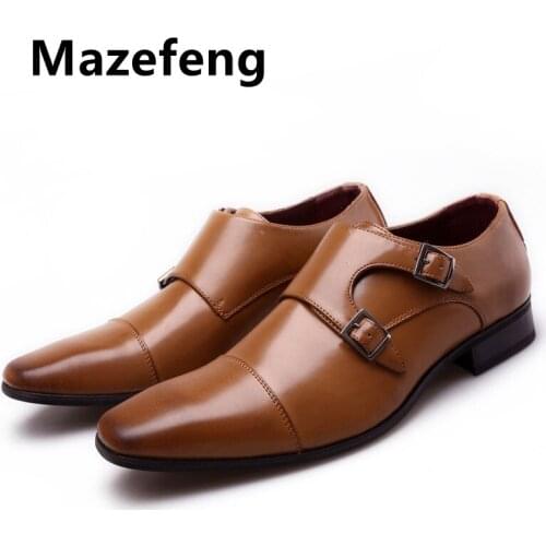 Mazefeng Classic Patent Leather Business Flat Shoes Men Designer Formal Dress Leather Shoes Mens Loafers Christmas Party Shoes