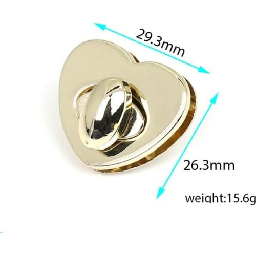 50/batch Heart shape Metal Clasp Turn Lock Twist Lock for DIY Handbag Bag Purse Hardware Closure Bag Parts Accessories