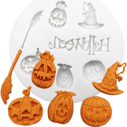 Halloween Broom Jack-O'-Lantern Silicone Mold Sugarcraft Chocolate Cupcake Baking Mold Fondant Cake Decorating Tools