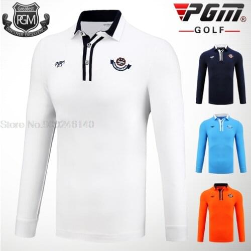 Golf T Shirt Pgm Men Long Sleeved Button Collar Golf Clothing Autumn Spring Sportswear Breathable Quick Dry Golf Shirts M-Xxl
