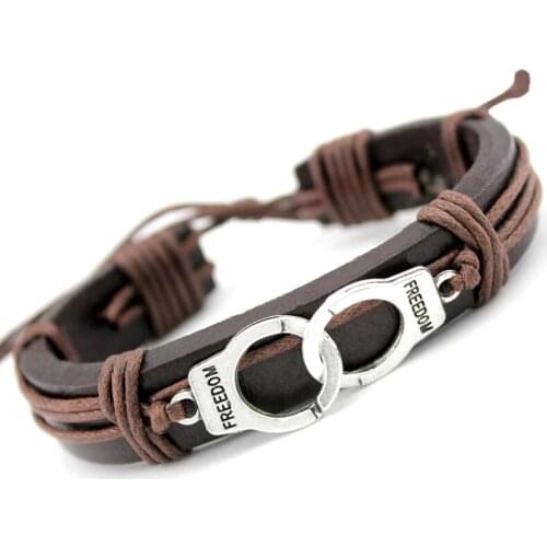 Handcuffs Dog Bones Paw Fish Turtle Tortoise Scissors Skull Crown Arrow Mask Dragon Charm Leather Bracelets Women Men Jewelry