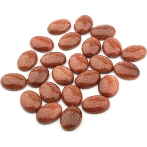 Natural Stone Gold Sand Stone Cabochon Beads Flat Back Oval No Hole Loose Beads For jewelry making DIY Ring Necklace accessories