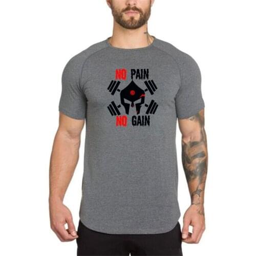 New Mens Short Sleeve T-Shirt Fitness Clothing Bodybuilding Workout Clothes Cotton Gyms T-Shirt Men