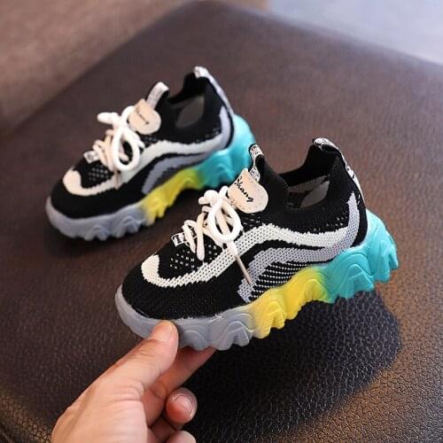 2021 New Children Shoes for Girls Sports Infant Boys Breathable Knitting Sneakers Baby Children Soft Non-slip Multicolored Shoes