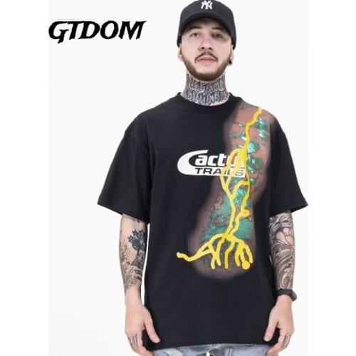 GTDOM Lovers Summer 2021 New T-shirts Cotton Casual Fashion Lightning Loose Short Sleeve O-Neck Comfortable Tees Men Clothing