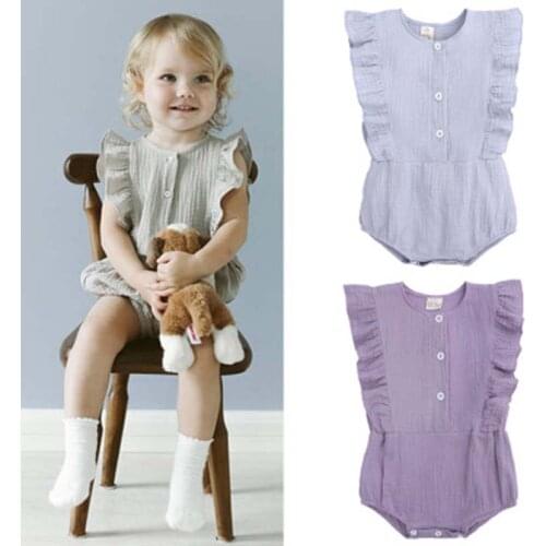 New Kids Baby Bodysuits Summer Sleeveless Solid Cotton Baby Jumpsuit Toddler Girl Clothes Infant Newborn Baby Children Clothing