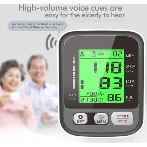Upper Arm Blood Pressure Monitors 3 Color LCD Display Sphygmomanometers Household Digital Tonometer Portable Tensiometer
