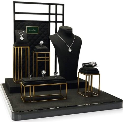 Jewelry display stand new high-end factory direct sale necklace ring metal microfiber window jewelry prop rack