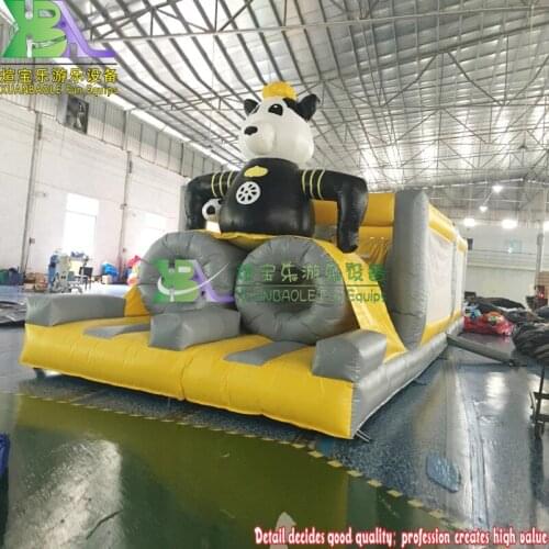 Oudoor Commercial Inflatable Assault Course, Panda Bouncer obstacle course for kids Playground