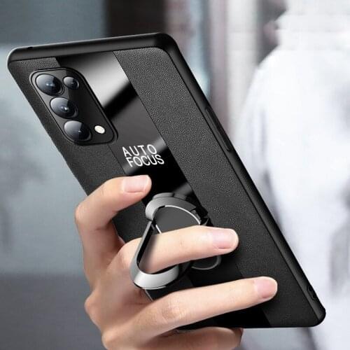 Luxury Ring Leather Phone Case For OPPO Reno 4 5 Pro Plus A55 Cover Case For OPPO Find X3 Pro X2 X3 Lite Neo Realme GT NEO Coque