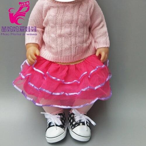 Dolls baby doll Pink princess Knit sweater with hat lace dress for 18 inch doll winter sets Baby girl Christmas gift