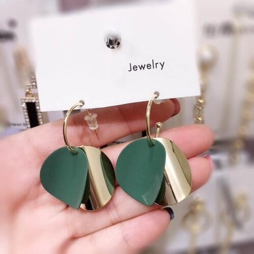 Korean Statement Double Round Dangle Drop Earrings for Women Fashion Jewelry Vintage Hit Color Round Sequin Hanging Earring Gift