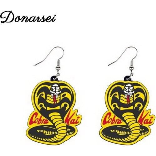 Donarsei Exaggerated Movie Cobra Kai Earrings For Women Hip Hop Animal Distorted Snake Drop Dangle Earrings Party
