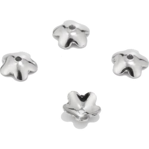 100pcs Stainless Steel Flower Beads Caps 6mm/7.5mm for Jewelry Making Supplies