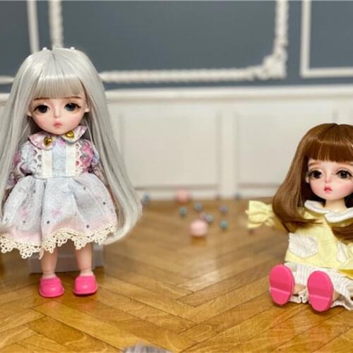 16cm Wig BJD Doll Movable Joints Cute Face DIY Bjd Dolls with Big Eyes Bjd Toys Gifts for Girl Handmand Toy