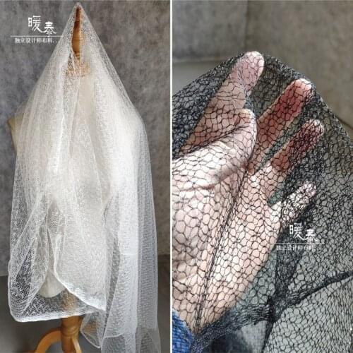 Hexagon Hollow Mesh Tulle Fabric Black White DIY Patches Decor Coat Pettiskirt Skirt Gown Wedding Dress Lace Designer Fabric