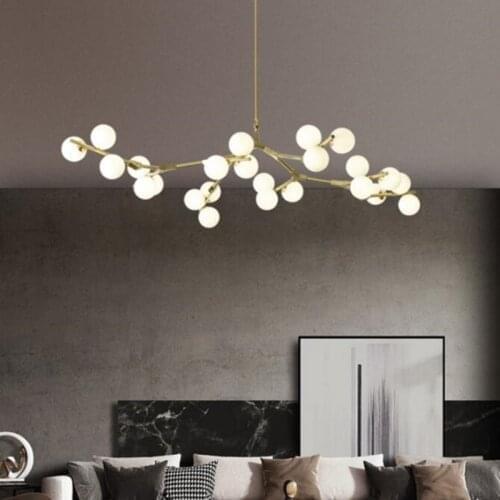 Nordic Magic Bean Glass Led Pendant Lights Art Branches Molecule Living Room Bedroom Hanging Lighting Fixtures