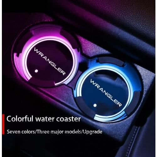 Luminous Car Water Cup Coaster Holder 7 Colorful USB Charging Car Led Atmosphere Light For Jeep Wrangler JK TJ YJ SJ Accessories