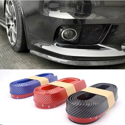 2.5m Car Bumper Lip Strip Protectors Splitter Body Kits Spoiler Bumpers Car Door Bumper Carbon Fiber Rubber Lip 65mm Width Strip