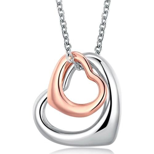 ZEMIOR Pendant Necklaces For Women Sweet Hollow Heart To Heart Color Separation Romance Wedding Girl Necklace Fashion Jewelry