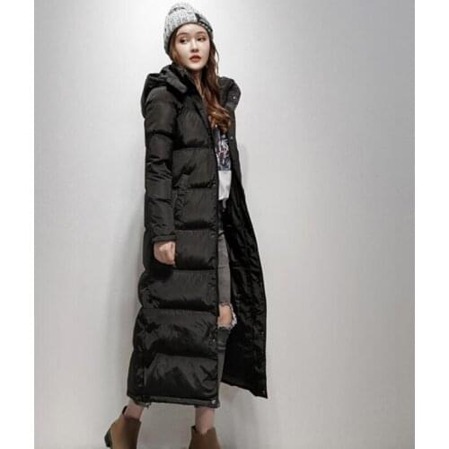 Winter Jacket Women 90% White Duck Down Coat 2018 Slim Thicken Parka Female X-Long Down Jacket Hooded black Coat Mujer Invierno