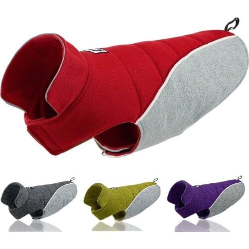 Winter Dog Clothes For Pet Reflective Warm Large Dog Vest Jackets Wool Reversible dog Coat Outfit 4 Colors