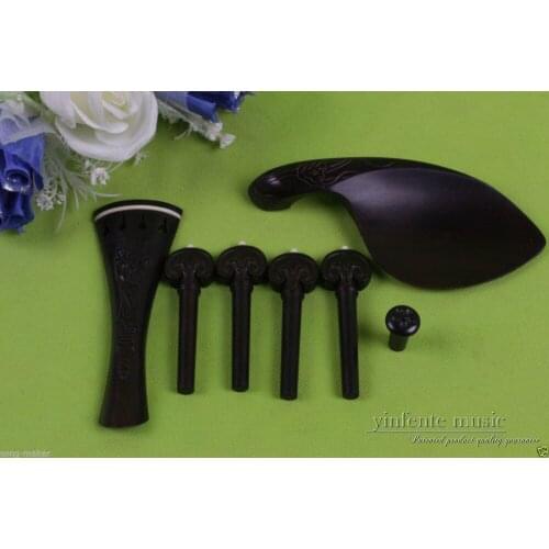 1set 4/4 violin ebony parts,ebony tailpiece peg chinrest endpin Hand-carved #449