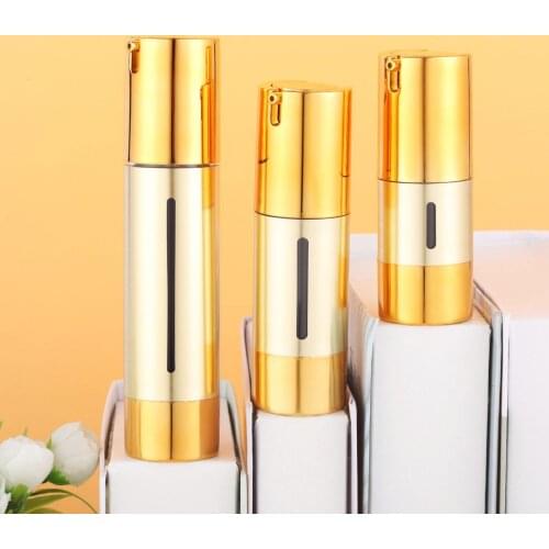 1pc 15/30/50ml Gold Empty Airless Pump bottles Mini Portable Vacuum Cosmetic Lotion Treatment Travel bottle