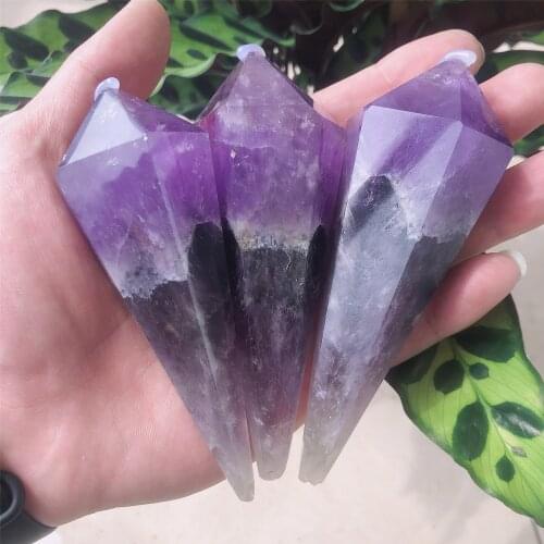 1pc Beautiful natural purple crystal tower natural amethyst magic wand 110-120g