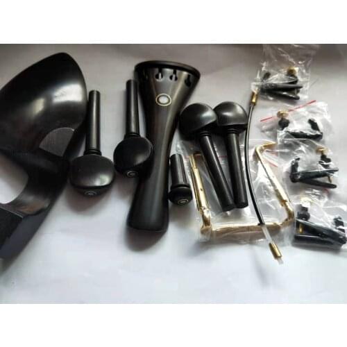 15 Sets Ebony Violin fitting with chin rest no holes tailpiece pegs endp in all 4/4