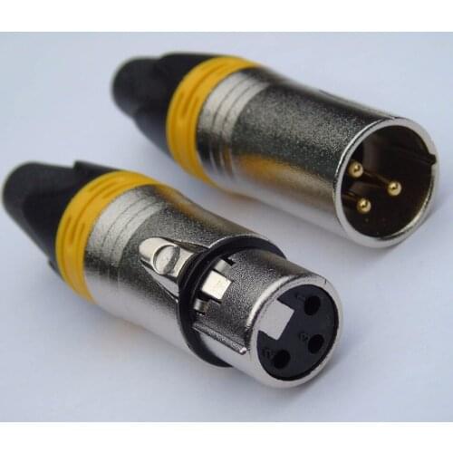 10pcs/lot 3 Pin XLR Connector with yellow color 5 PCS NC3MXX & 5 PCS NC3FXX