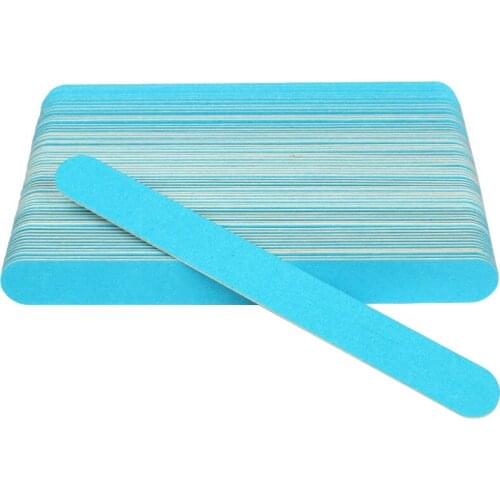 10Pcs/lot Wood Nail File Double Sided Blue Wooden Nail Buffer Block Polishing Sanding Block Thick Stick nagelvijl For Manicure