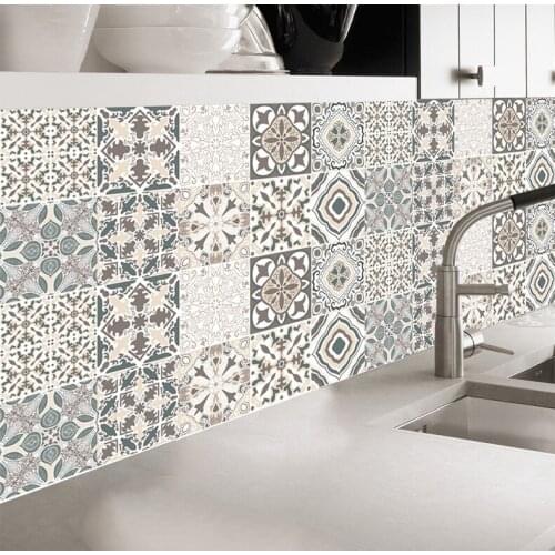 100cm*20cm Arabic Retro Tile Stickers For Kitchen Bathroom PVC Self Adhesive Wall Stickers Living Room DIY Decor Wallpaper Water