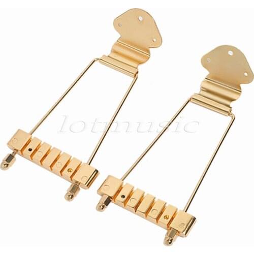 2 Sets Gold Trapeze Tailpiece Bridge For Archtop Bass Guitar Replacement