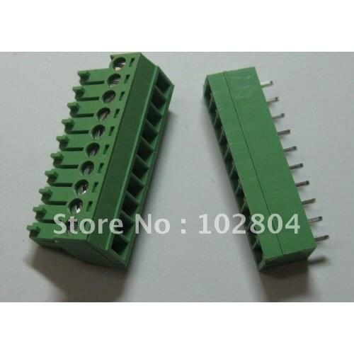 200 pcs Screw Terminal Block Connector Pitch 3.5mm 10 pin/way Green Color Pluggable Type
