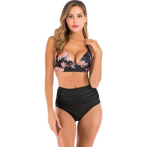 2021 Woman Plus Size Swimwear High Waist S-3XL Bikini Big Women Bathing Suits Floral Vintage Female Sexy Bather Swimsuits