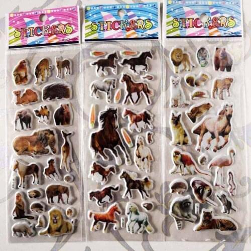 3 sheets/set Animal Horse wall stickers Vinyl DIY Mini Bubble stickers For Childrens room kindergarten Rewards Stickers