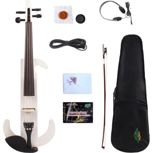 4/4 Electric Violin Hand Full Size Practice Show Maple Wood w/ Headphone black dark red color