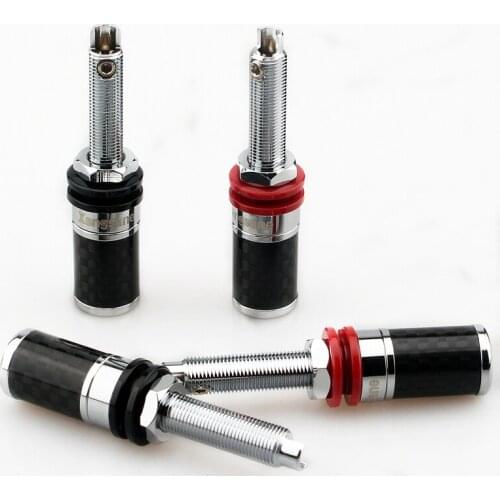 4 Pcs Carbon Fiber Plating Audio Terminal Speaker Wire Terminal Long Section Version
