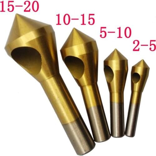 4pcs Titanium Countersink Deburring Drill Taper Hole Cutter Steel Aluminum Countersunk Head Chamfering Tools 2-5-10-15-20mm