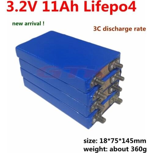 Rechargeable 3.2V 11Ah not 10ah 30A discharge 1100mAh Lifepo4 cells for diy 12V 24V 48V ebike sccoter solar street battery pack