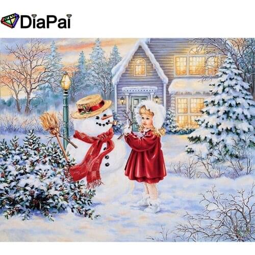DIAPAI Diamond painting "Snowman girl" Full Square/Round Drill Wall Decor Inlaid Resin Embroidery Craft Cross stitch A26725