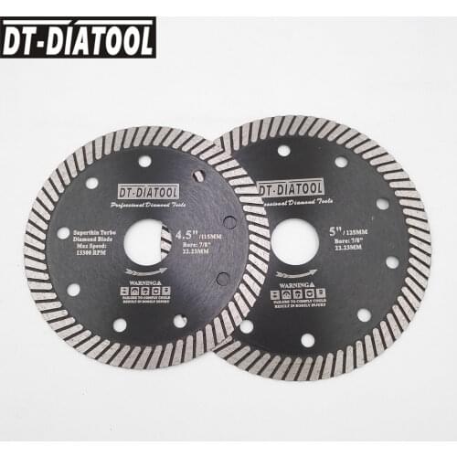 DT-DIATOOL 2pcs Dia 115mm/4.5"+125mm/5" Diamond Cutting Disc Super Thin Turbo Blades For Granite Marble Ceramic Tile Saw Blades