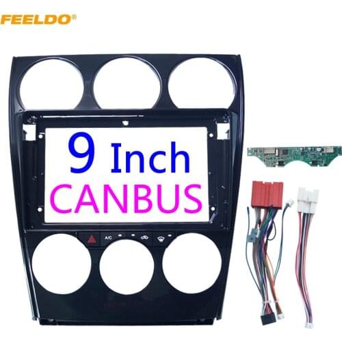 FEELDO Car Audio 2Din Fascia Frame Adapter With AC Panel & Power Cable Canbus For Mazda 6 Big Screen DVD Fitting Dash Trim Kit
