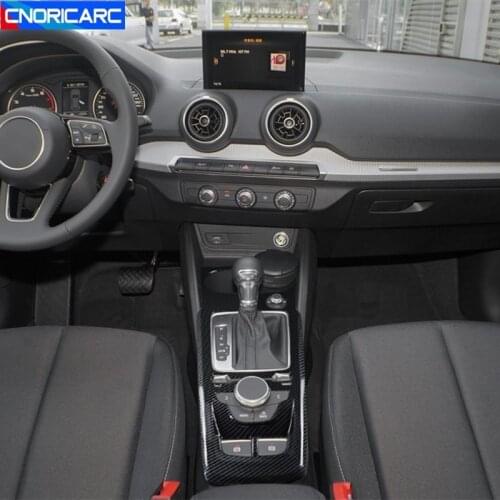 Car Styling Center Console Gearshift Frame Decoration Cover Trim For Audi Q2 2018-2021 LHD Carbon Fiber Color Interior Modified