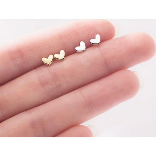 White Fungus Nail Female Korean Version Fresh Sweet Shiny Little Love Simple Girl Heart-shaped Earrings Suitable for Gifts